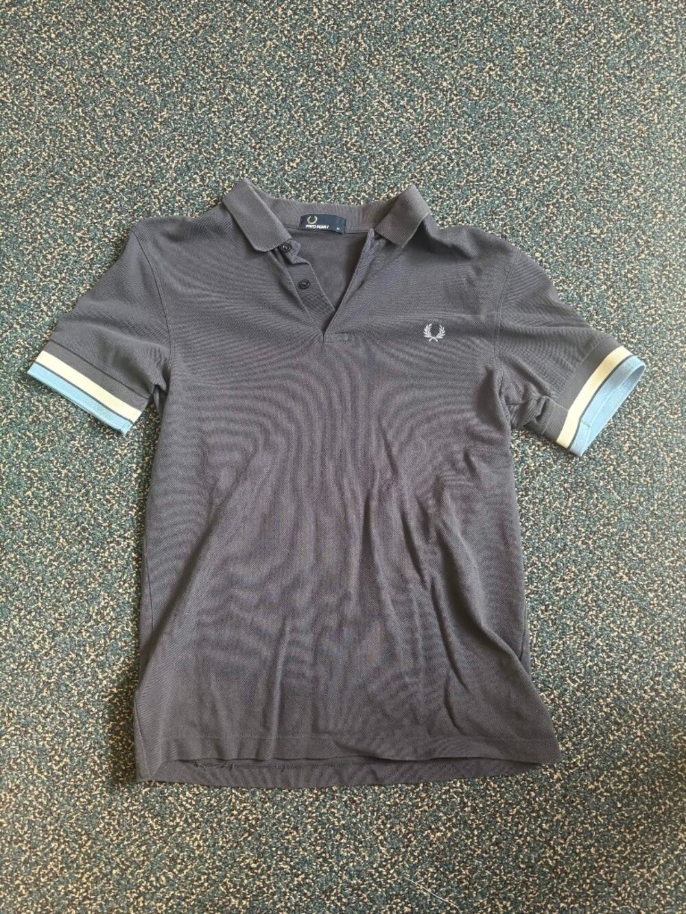Fred Perry Mens Polo Shirt Twin Tipped Pique Short Sleeve Gray Blue Size M